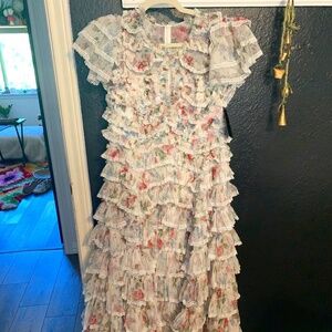 Needle & thread floral ruffle gown dress NWT size 12